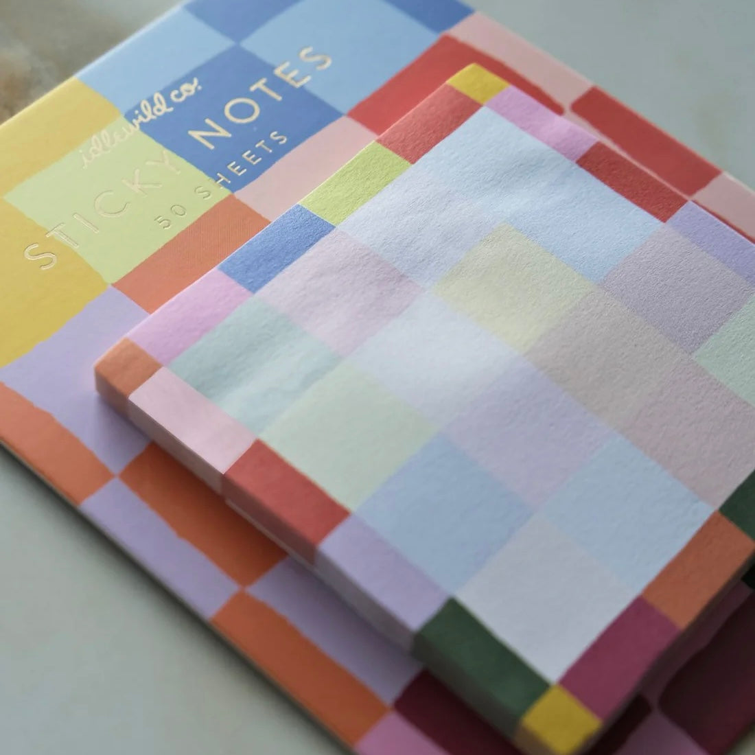 sticky note pad | rainbow check