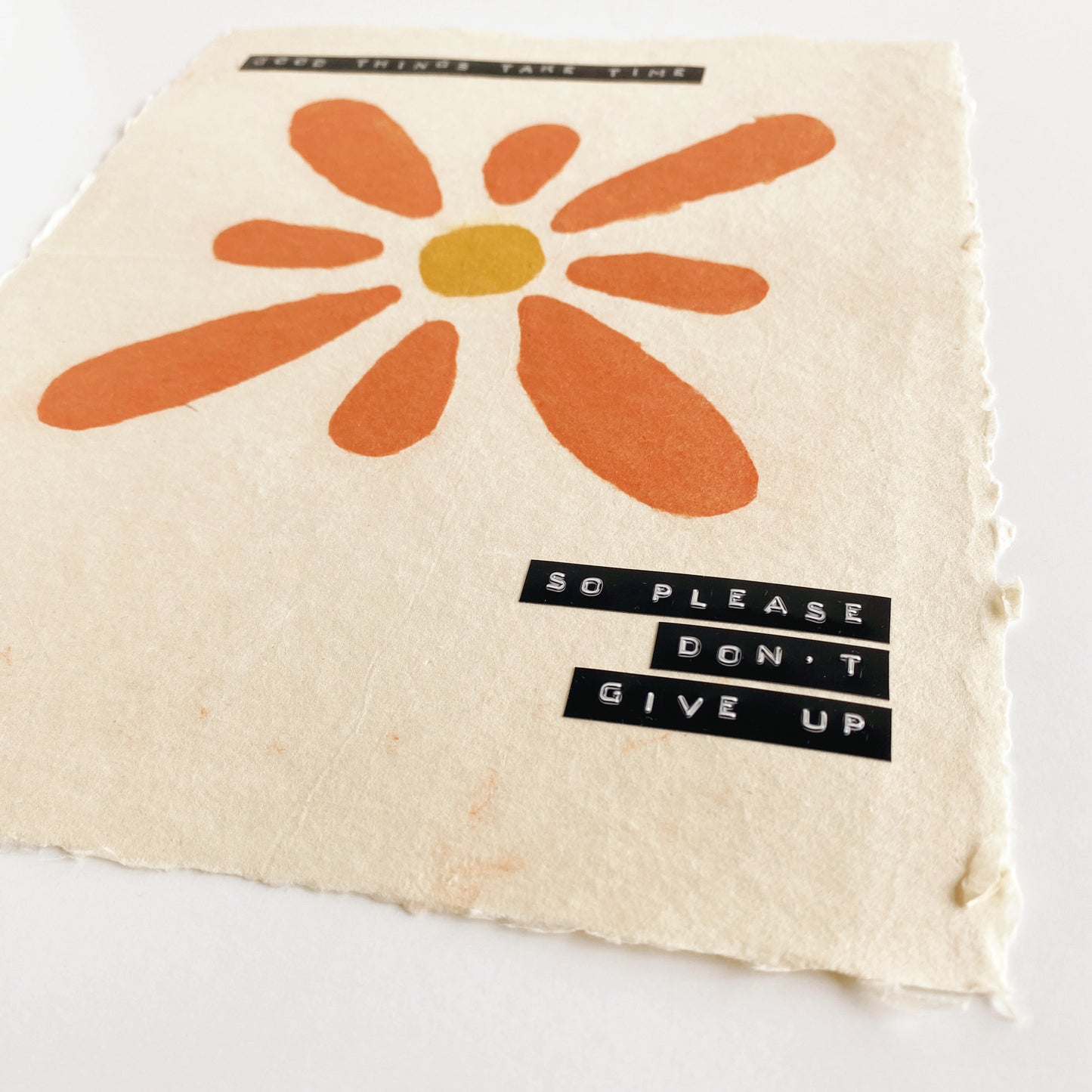 ‘good things take time' handmade paper print