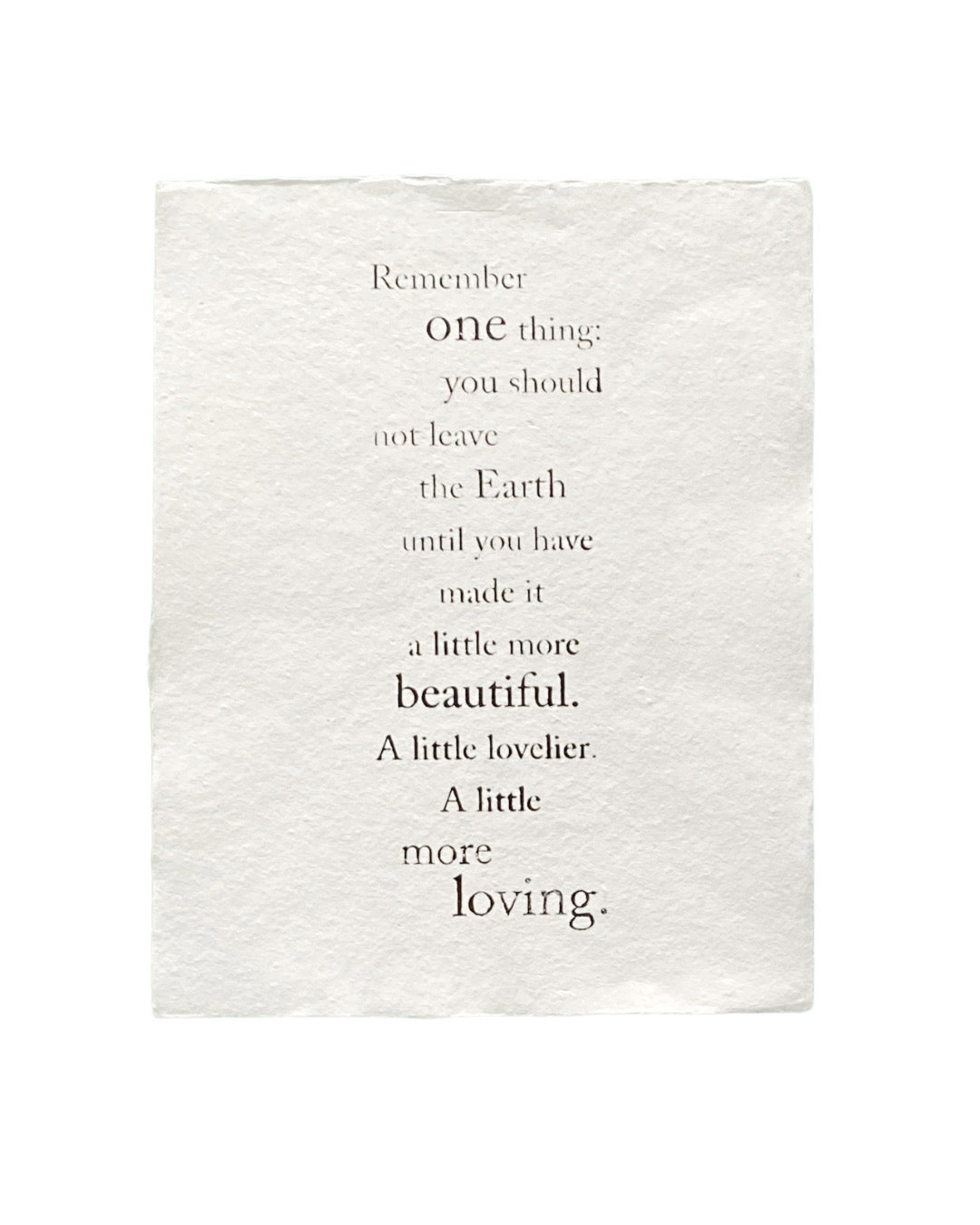 'remember one thing' handmade paper print