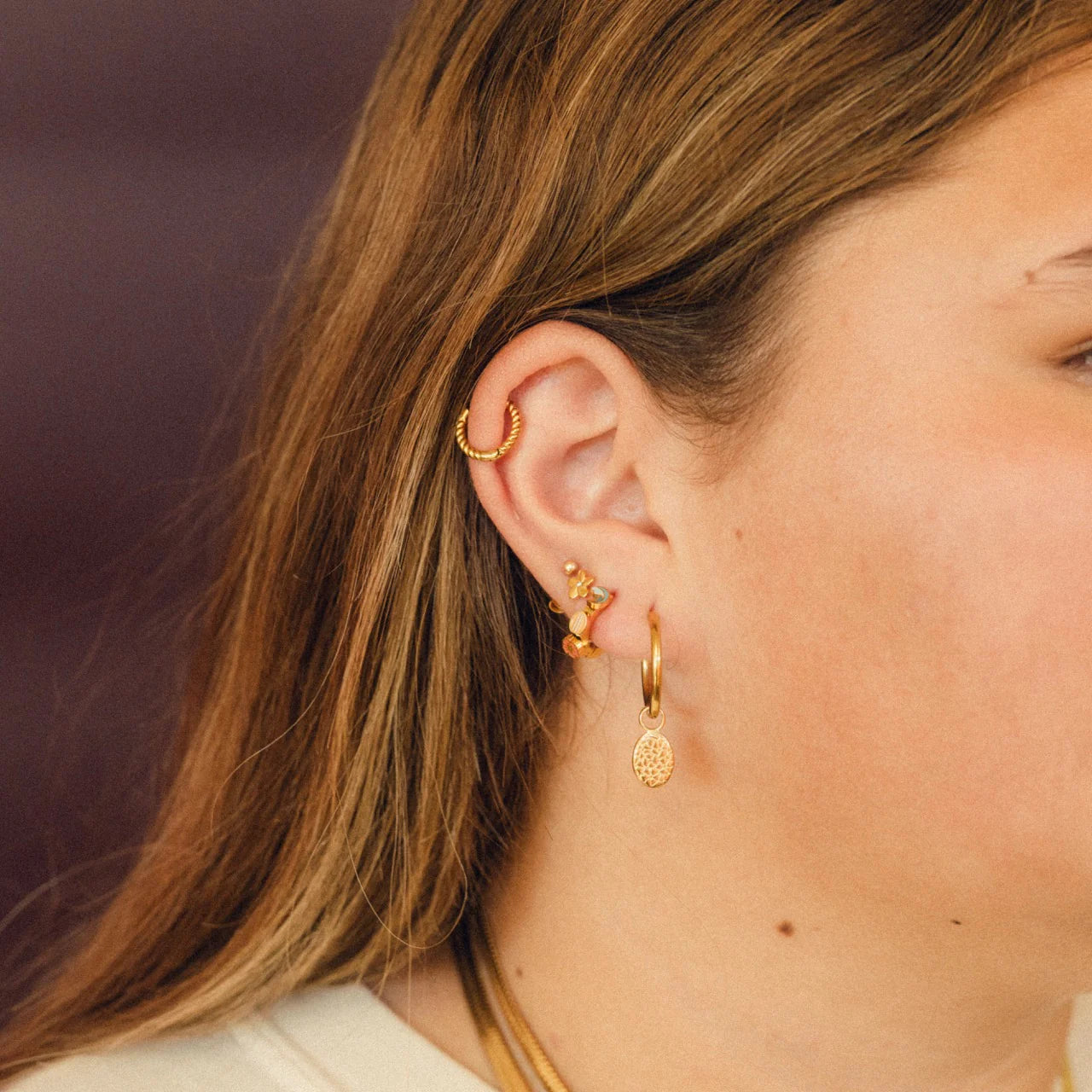 beach 3D hoop earrings | silver