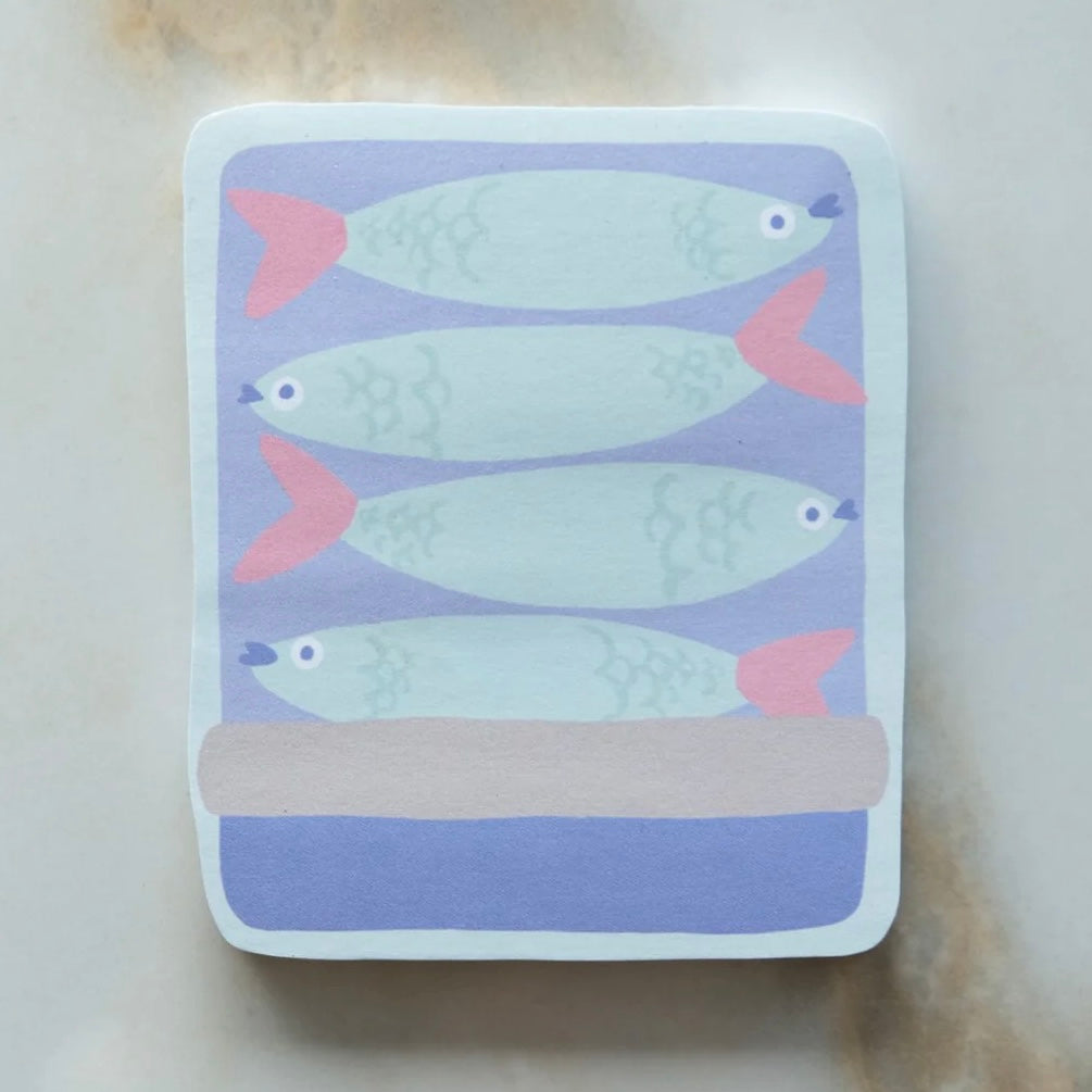 sticky note pad | tinned fish