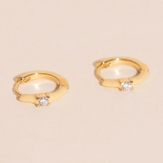 cream color pop crystal hoop earrings | gold