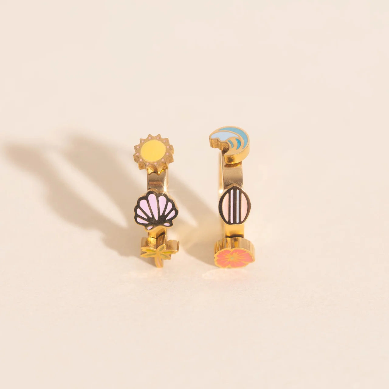 beach 3D hoop earrings | silver
