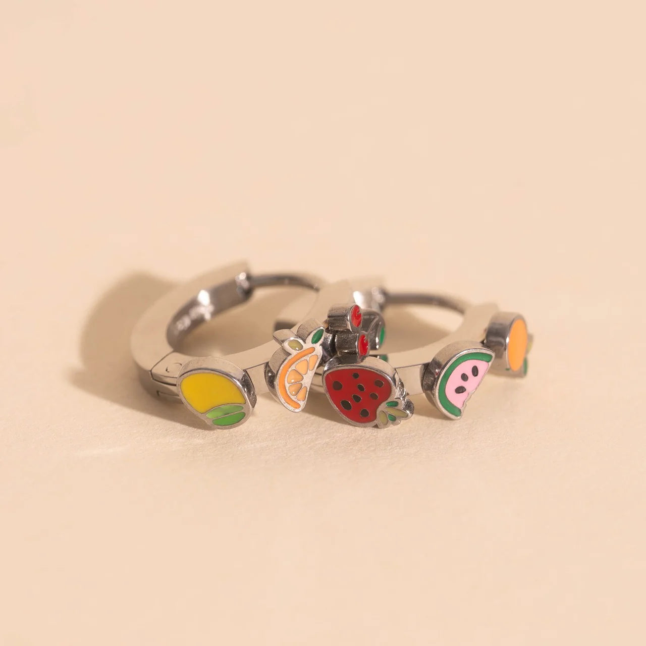 fruit loop 3D hoop earrings | silver