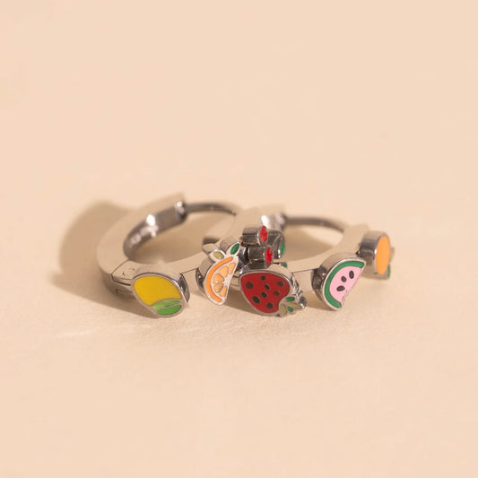fruit loop 3D hoop earrings | silver