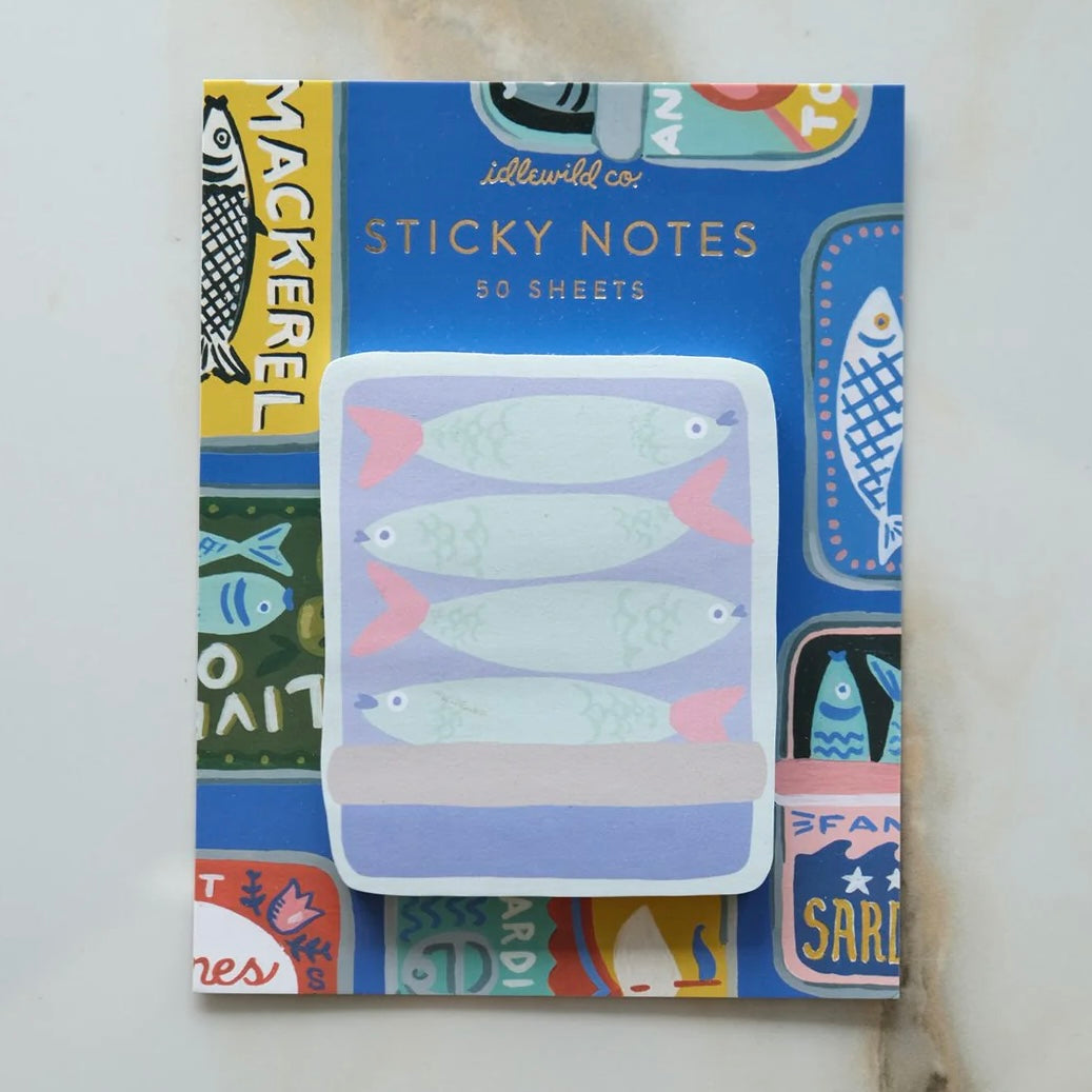sticky note pad | tinned fish