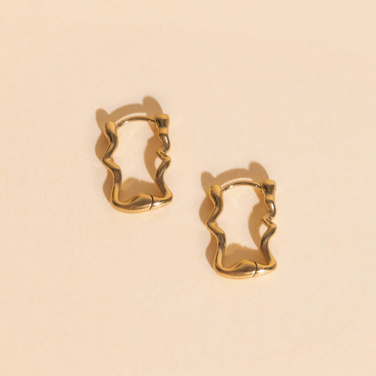 squiggly rounded hoop earrings | gold