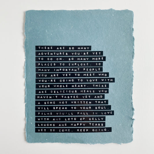 ‘there are so many adventures' handmade paper print
