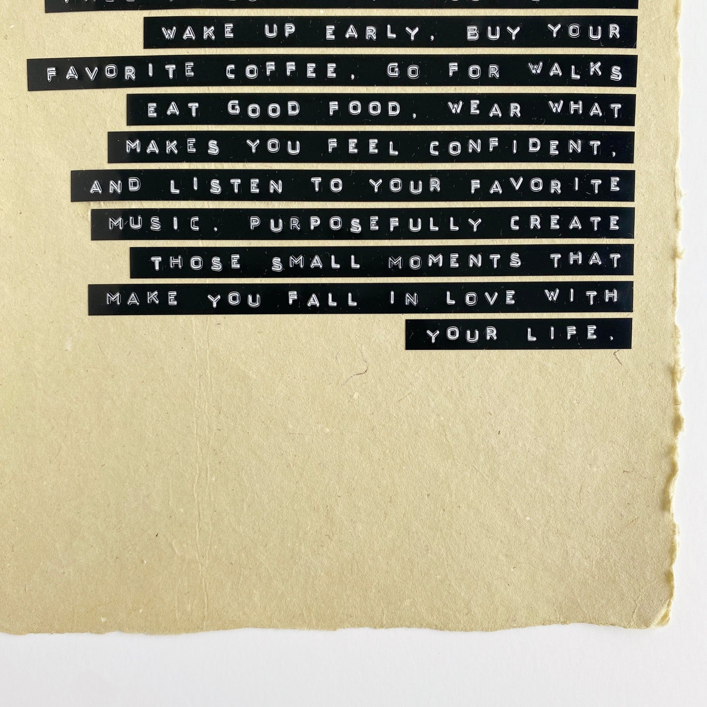 ‘fall in love with your life' handmade paper print