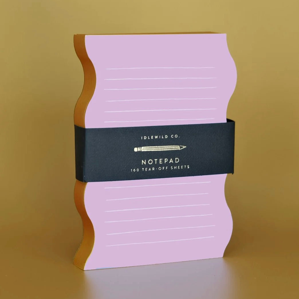 wavy shaped note pad | lilac + tangerine