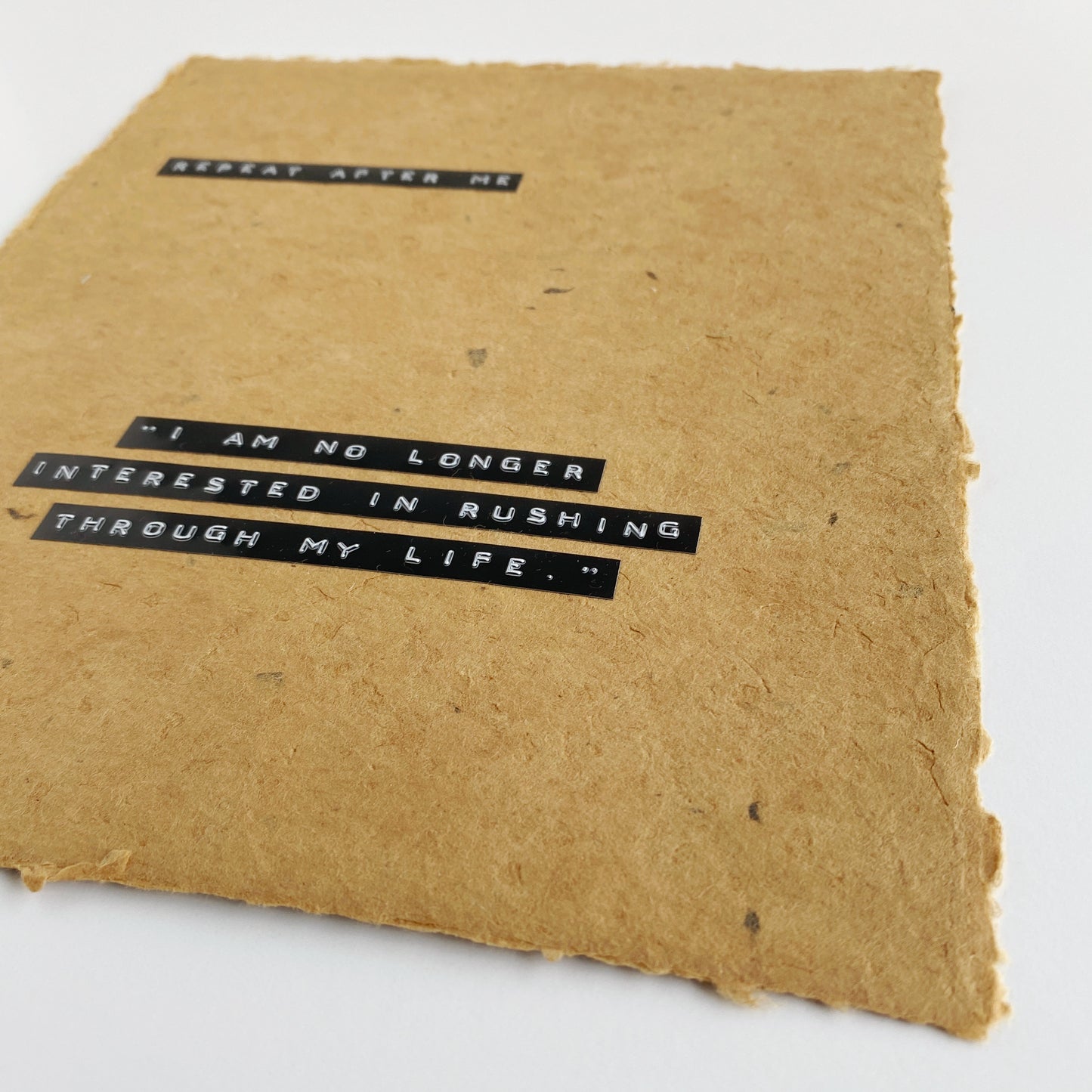 ‘repeat after me' handmade paper print