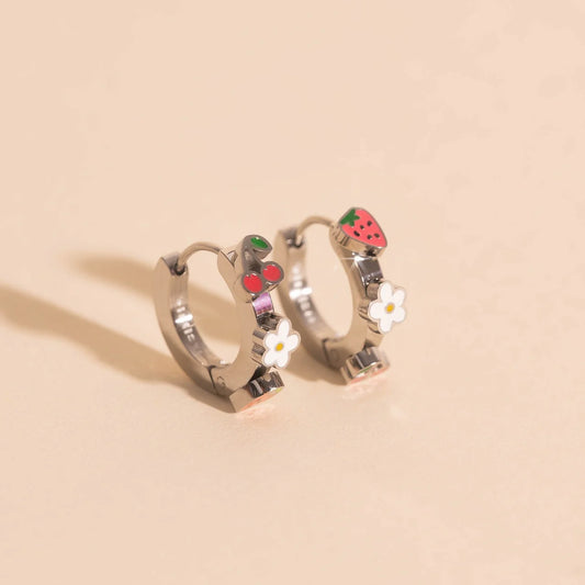 berry sweet 3D hoop earrings | silver