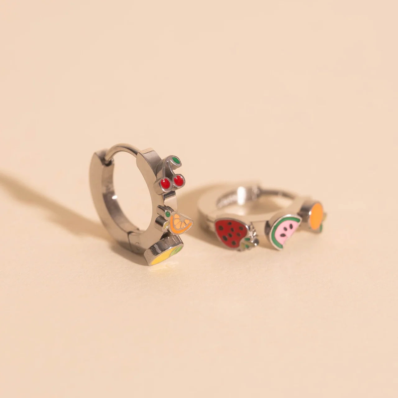 fruit loop 3D hoop earrings | silver