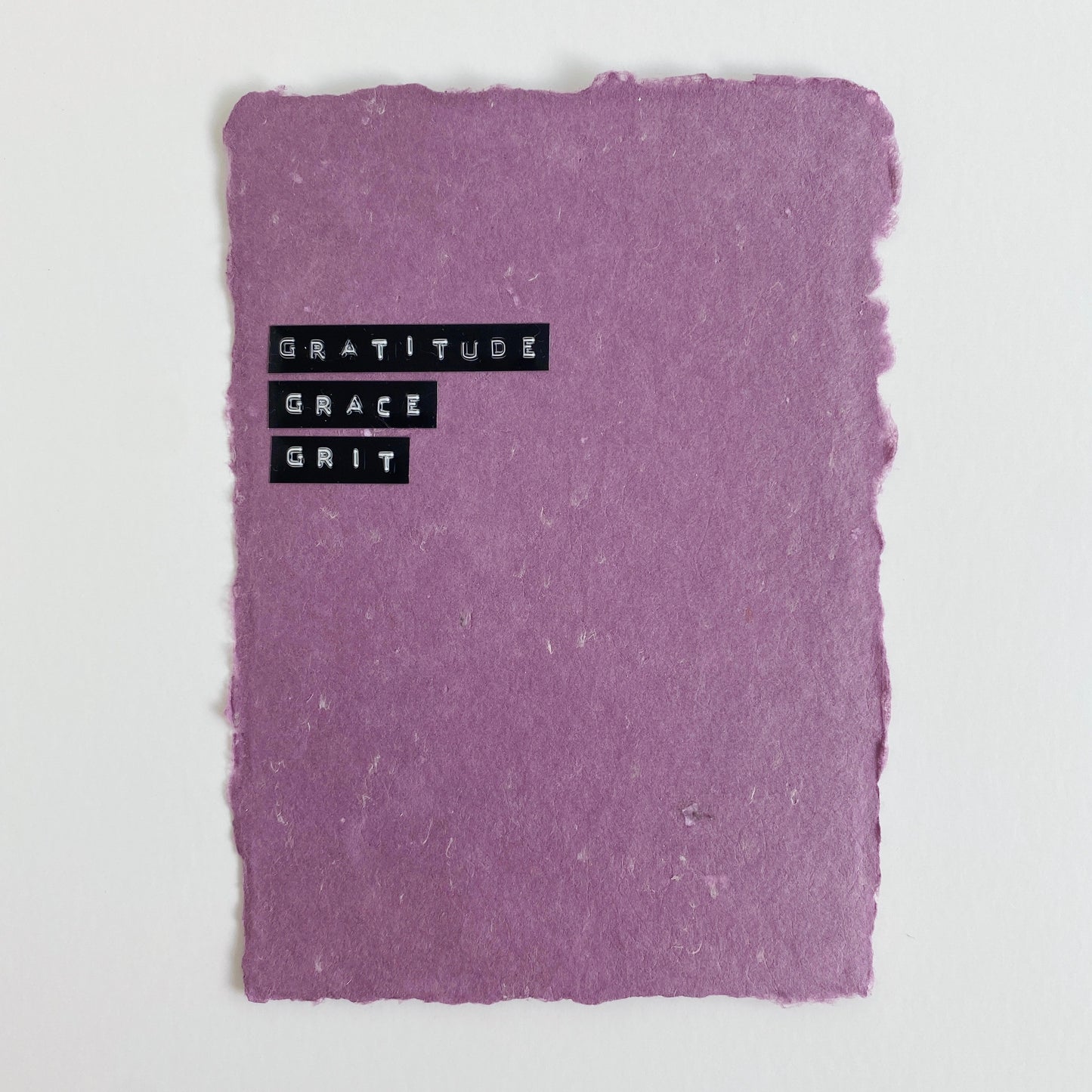 'gratitude grace grit' handmade paper print