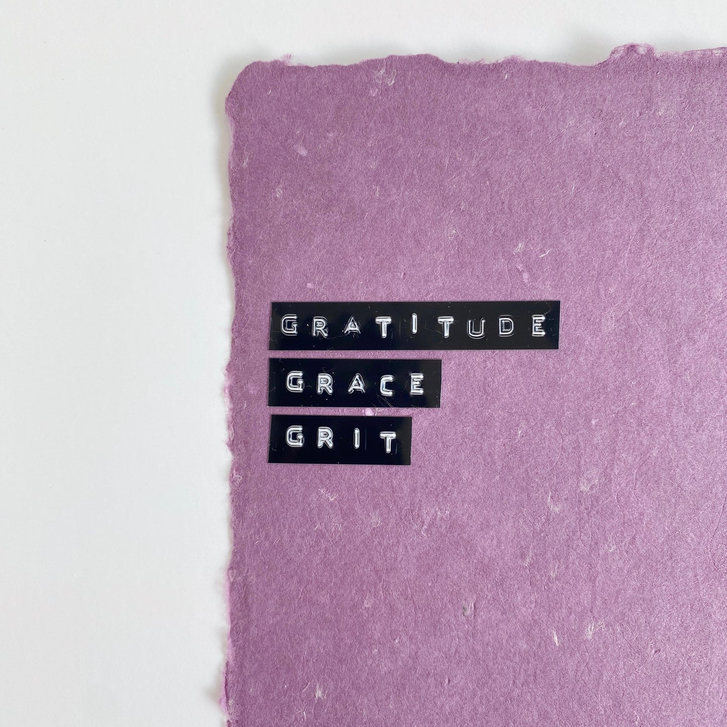'gratitude grace grit' handmade paper print