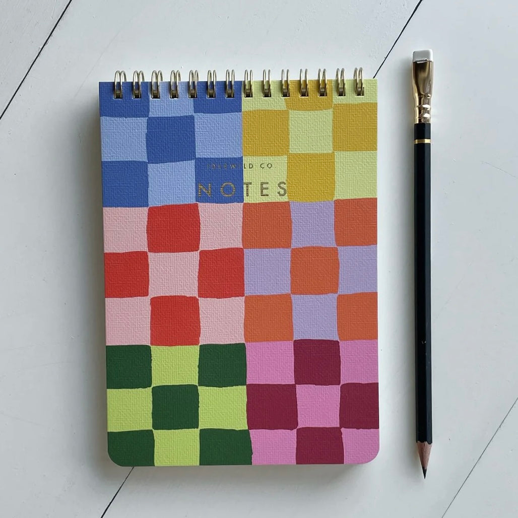 spiral jotter | rainbow checks