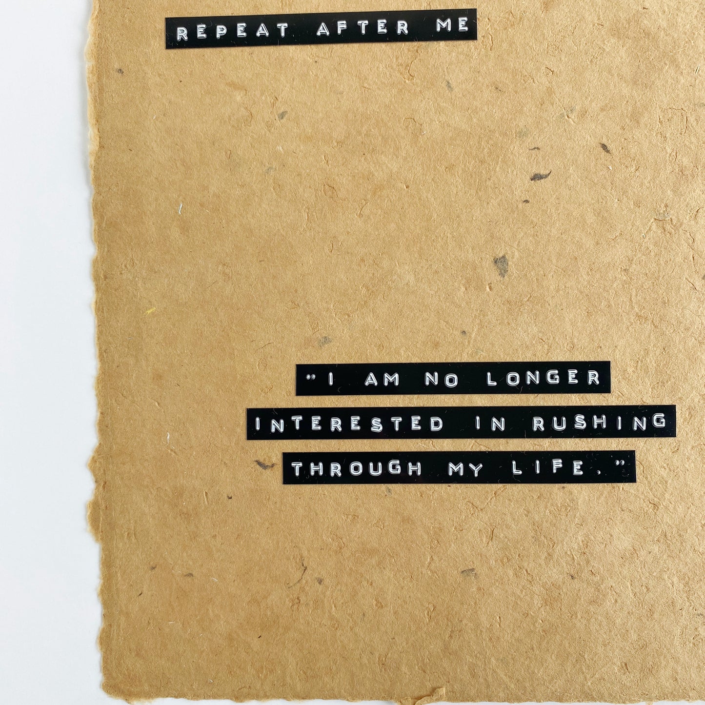‘repeat after me' handmade paper print