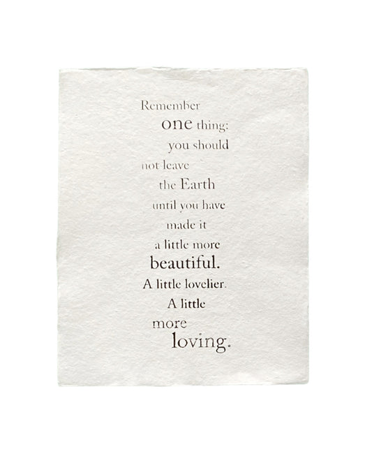 'remember one thing' handmade paper print