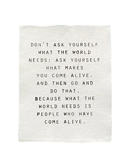 'don't ask yourself' handmade paper print